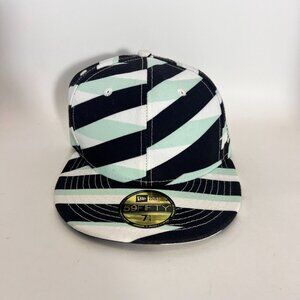 New Era x KENZO 2014 Striped Blue White Black Fitted Hat Limited Rare 7 1/4
